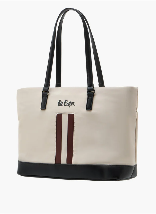 Lee Cooper Women's Logo Print Tote Bag with Double Handles and Zip Closure