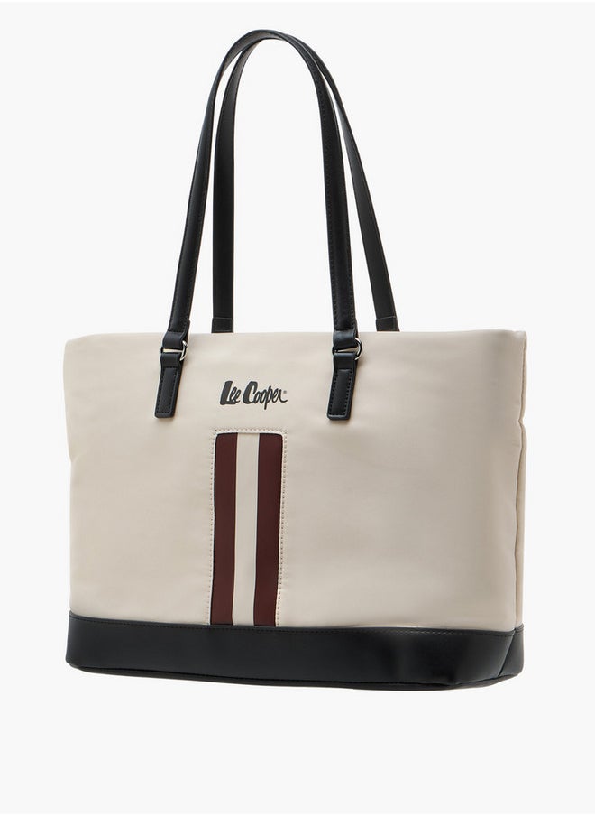 Lee Cooper Women's Logo Print Tote Bag with Double Handles and Zip Closure  - Image 2