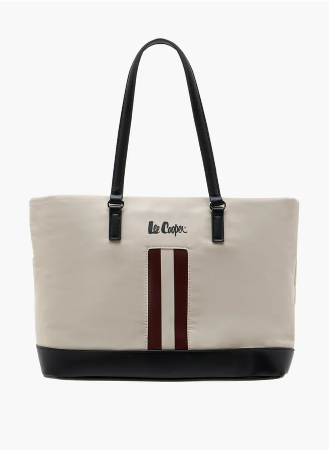 Lee Cooper Women's Logo Print Tote Bag with Double Handles and Zip Closure