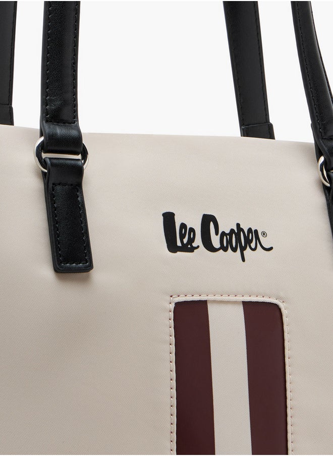 Lee Cooper Women's Logo Print Tote Bag with Double Handles and Zip Closure  - Image 4