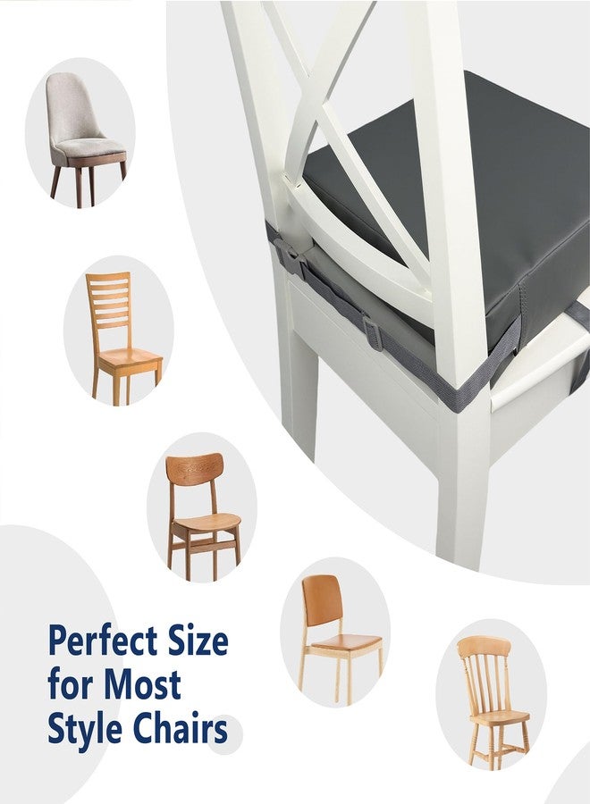 Ballad Toddler Booster Seat for Dining Table, Waterproof PU Cover, Non-Slip Foam Cushion with Dual Adjustable Straps, Portable Booster Seat for Kitchen Chairs (Grey) - Image 3