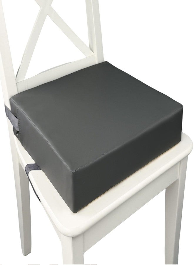Ballad Toddler Booster Seat for Dining Table, Waterproof PU Cover, Non-Slip Foam Cushion with Dual Adjustable Straps, Portable Booster Seat for Kitchen Chairs (Grey) - Image 1