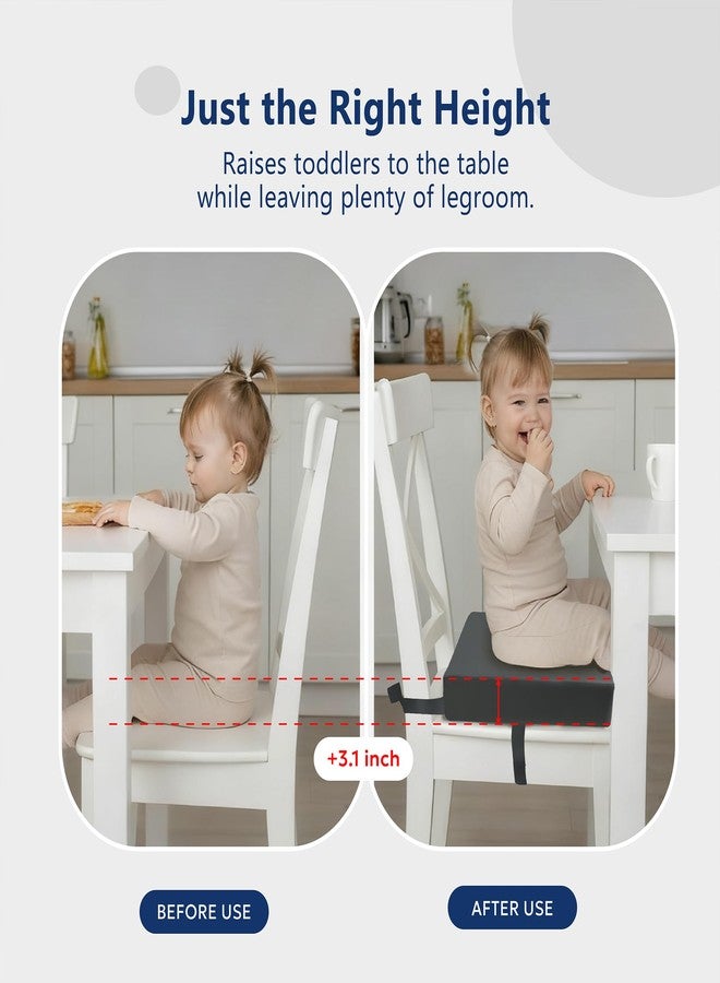 Ballad Toddler Booster Seat for Dining Table, Waterproof PU Cover, Non-Slip Foam Cushion with Dual Adjustable Straps, Portable Booster Seat for Kitchen Chairs (Grey) - Image 2