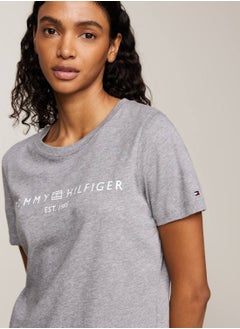 TOMMY HILFIGER Women's Logo T-shirt - Cotton, Grey  - Image 4