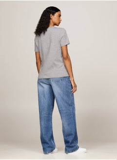TOMMY HILFIGER Women's Logo T-shirt - Cotton, Grey  - Image 3