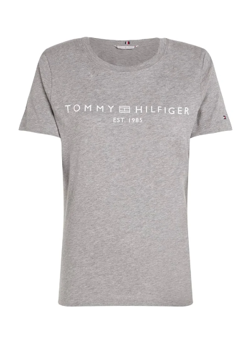 TOMMY HILFIGER Women's Logo T-shirt - Cotton, Grey