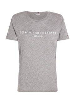 TOMMY HILFIGER Women's Logo T-shirt - Cotton, Grey  - Image 2