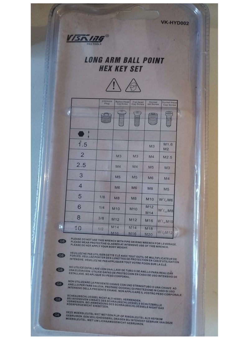فيسكينج مجموعة مفاتيح سداسية ذات ذراع طويل - Image 2