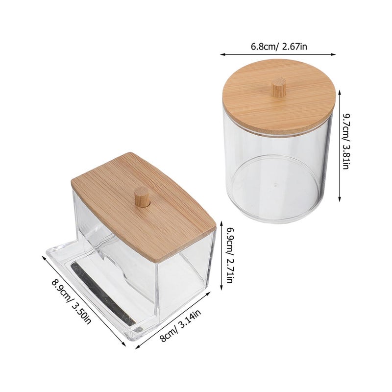 Square Plastic Cotton Swab And Pad Holder Set With Dustproof Lids Bathroom Storage Containers - Image 3