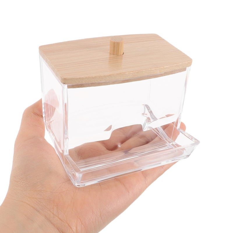 Square Plastic Cotton Swab And Pad Holder Set With Dustproof Lids Bathroom Storage Containers - Image 5
