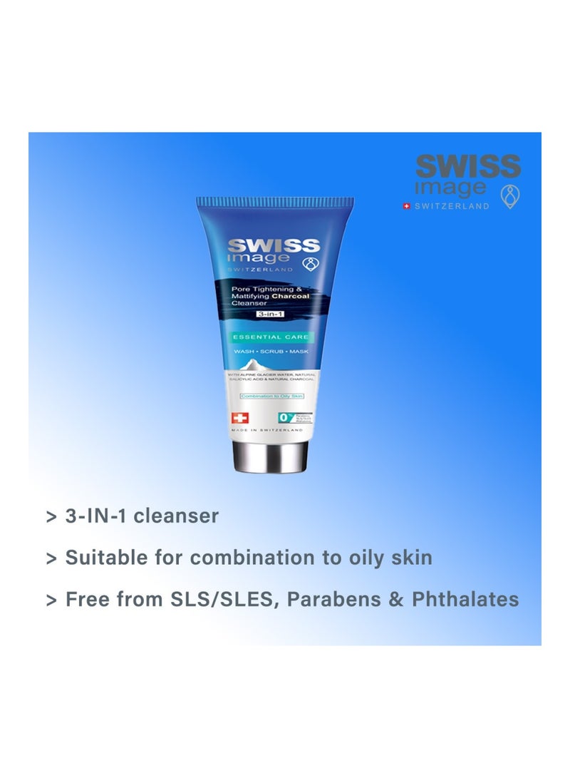 SWISS image غسول الفحم 3 في 1 لتضييق المسام وتنعيم البشرة 100 مل - Image 4