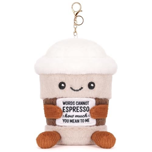 A AIFAMY Positive Coffee Plush 43 inches Espresso Cup Stuffed Toy Drink Plush for Coffee Lovers - Image 1