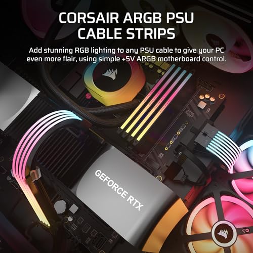 CORSAIR iCUE ARGB PSU Cable Strips – 2X 200mm LED Strips – 100 RGB LEDs Per Strip – Fits Any PSU Cable – Motherboard 5V ARGB Control – Black - Image 2