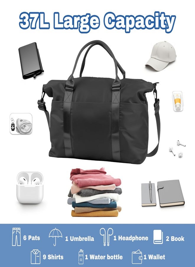 EPIMA Weekender Duffel Bags for Women, Travel Totes Bag for Airplane Essentials, Overnight Bags for Women with Trolley Sleeve, Large Carry On Hospital Bag for Labor and Delivery, Sport, Gym, Black, Travel - Image 3