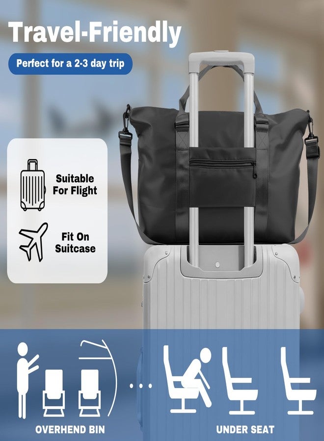 EPIMA Weekender Duffel Bags for Women, Travel Totes Bag for Airplane Essentials, Overnight Bags for Women with Trolley Sleeve, Large Carry On Hospital Bag for Labor and Delivery, Sport, Gym, Black, Travel - Image 2
