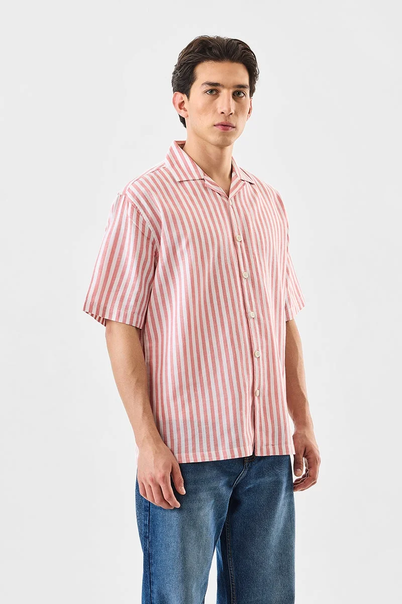 سنيتش قميص مخطط بقصة عادية من مزيج الكتان