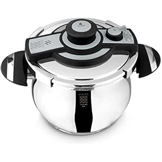 سيرينك طنجرة ضغط من الفولاذ المقاوم للصدأ سعة 6 لتر مع قاعدة كبسولة وصمام أمان متوافق مع موقد الحث و3 إعدادات لدرجة الحرارة وآمنة للاستخدام في غسالة الأطباق سعة 6 لتر - Image 3