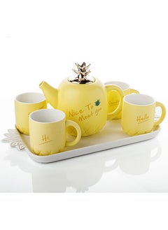 Porcelain Mug Set with Pitcher - Pineapple Shape - Yellow