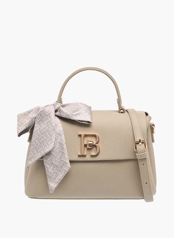 Flora Bella By Shoexpress Womens Textured Satchel Bag With Twist Lock Closure And Scarf Detail