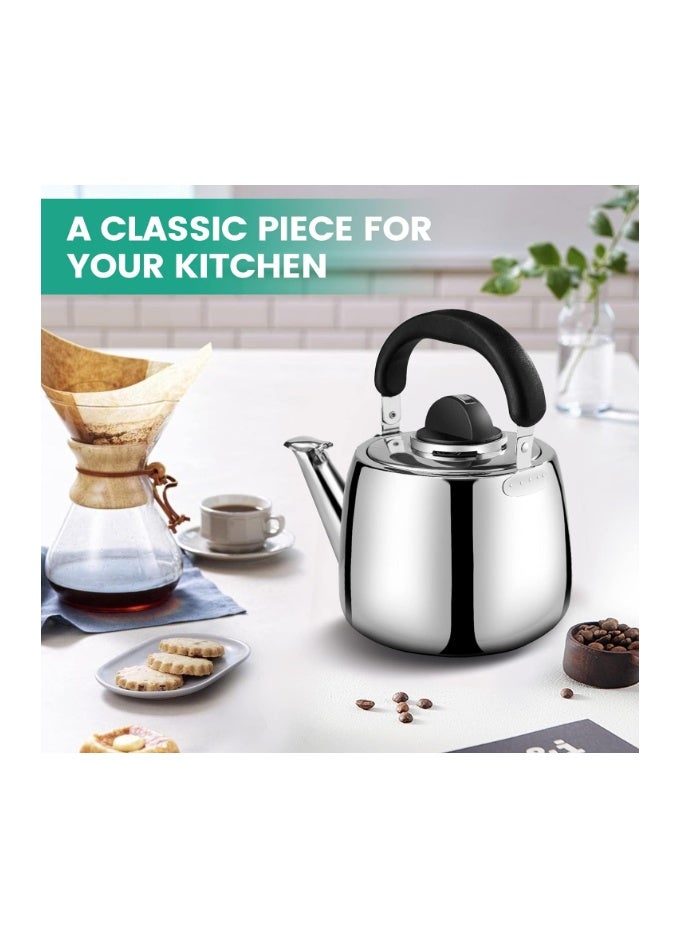 Azonee Tea Kettle, 3L Whistling Stainless Steel Teapot with Cool Grip Bakelite Handle, Universal Base, Food Grade, Classic Stovetop Kettle - Image 5