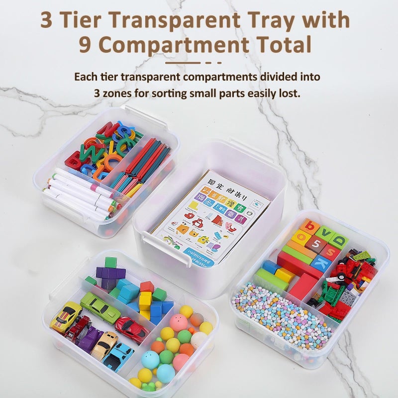 ANYPROLUS 4-Layer Craft Organizers and Storage with Removable Trays, Craft Organizer with lids and Handle, Arts and Crafts Storage, Art Organizer, Crafts Organization, for crayons, Sewing, Tool, Playdohï¼ŒWhite - Image 5