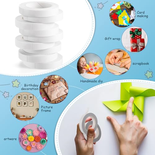 YLJOXR 9 Rolls Double Sided Tape for Crafts, Strong Double-Sided Tape, Scrapbook Tape, Double-Sided Adhesive Tape for Arts, Card Making, Scrapbooking Supplies, Gift Wrapping (0.4 in X 26.25Ft) - Image 5