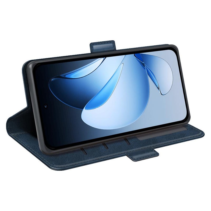 إيروريكس جراب هاتف جلدي أفقي قابل للطي بمشبك مغناطيسي مزدوج الجوانب لهاتف OPPO Reno13 Pro 5G (أزرق داكن) - Image 5