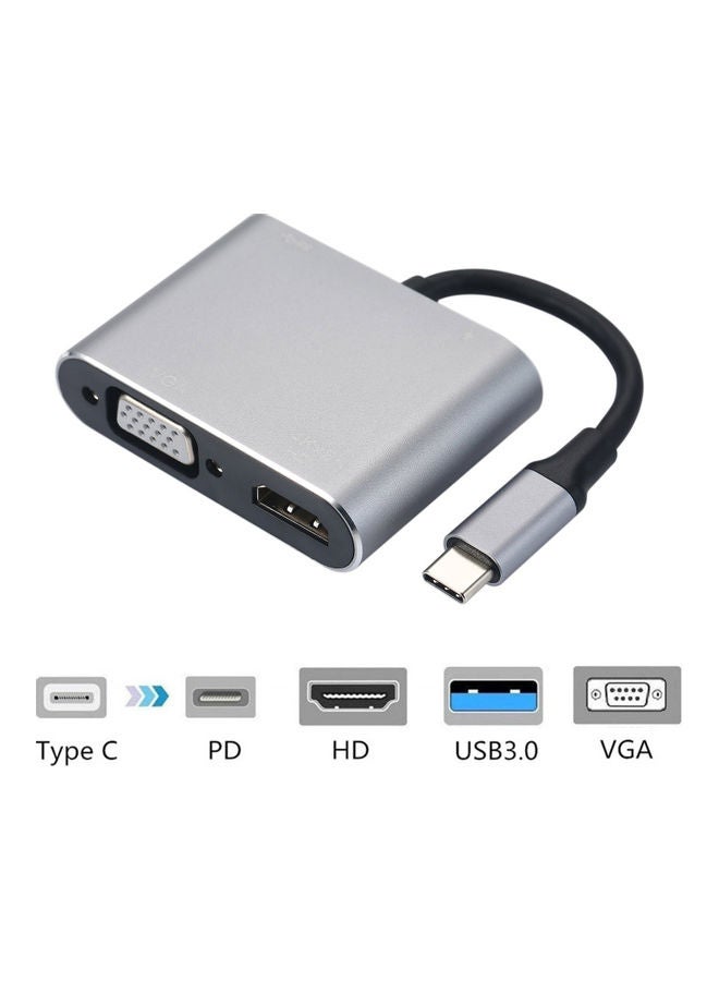 4-In-1 Type-C Multiport Converter Splitter Hub Grey/Black - Image 4