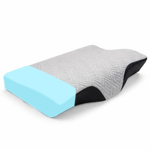 Sleepsia Cervical Pillow for Neck Pain | 1 Year Warranty | Cervical Contour Orthopedic Pillow for Neck and Shoulder Pain Relief Ergonomic Memory Foam Pillows for Sleeping Improves Posture (Grey/Black) - Image 1