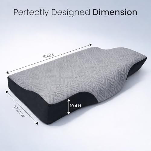 Sleepsia Cervical Pillow for Neck Pain | 1 Year Warranty | Cervical Contour Orthopedic Pillow for Neck and Shoulder Pain Relief Ergonomic Memory Foam Pillows for Sleeping Improves Posture (Grey/Black) - Image 2