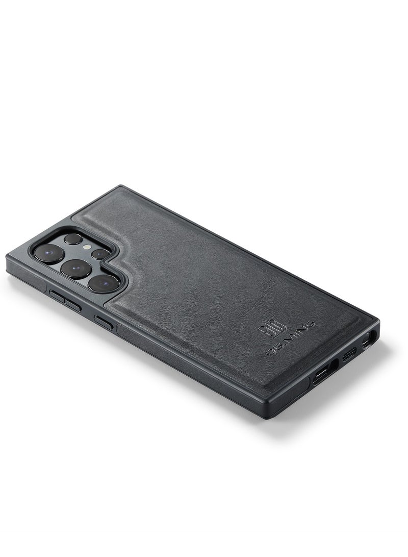 DGMING Case Cover Premium Leather Back with Logo CutOut Shockproof Compatible with Samsung Galaxy S24 Ultra (Black)  - Image 3