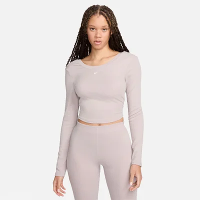 Nike Women's Sportswear Chill Scoop-Back Long-Sleeve Mini-Rib Top