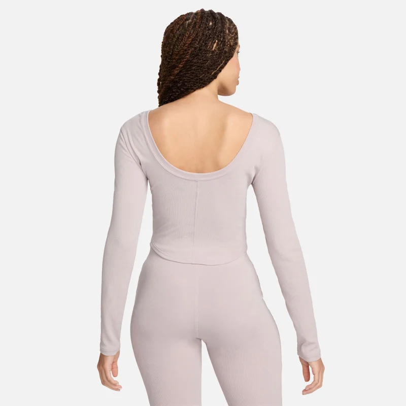 Nike Purple Women's Sportswear Chill Scoop-Back Long-Sleeve Mini-Rib Top for Women | Best Price UAE