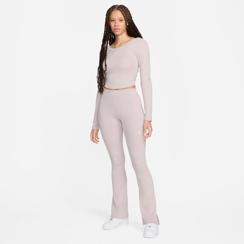 Nike Purple Women's Sportswear Chill Scoop-Back Long-Sleeve Mini-Rib Top for Women | Best Price UAE