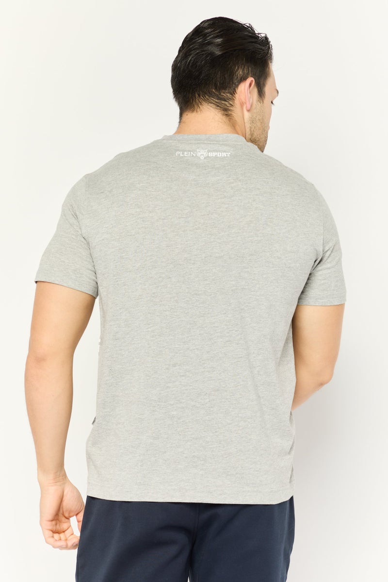 PHILIPP PLEIN Plein Sport Men Sportswear Fit Short Sleeves Outdoor T-Shirt, Grey - Image 4