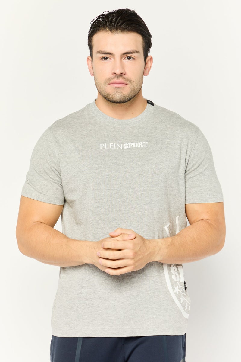 PHILIPP PLEIN Plein Sport Men Sportswear Fit Short Sleeves Outdoor T-Shirt, Grey - Image 1