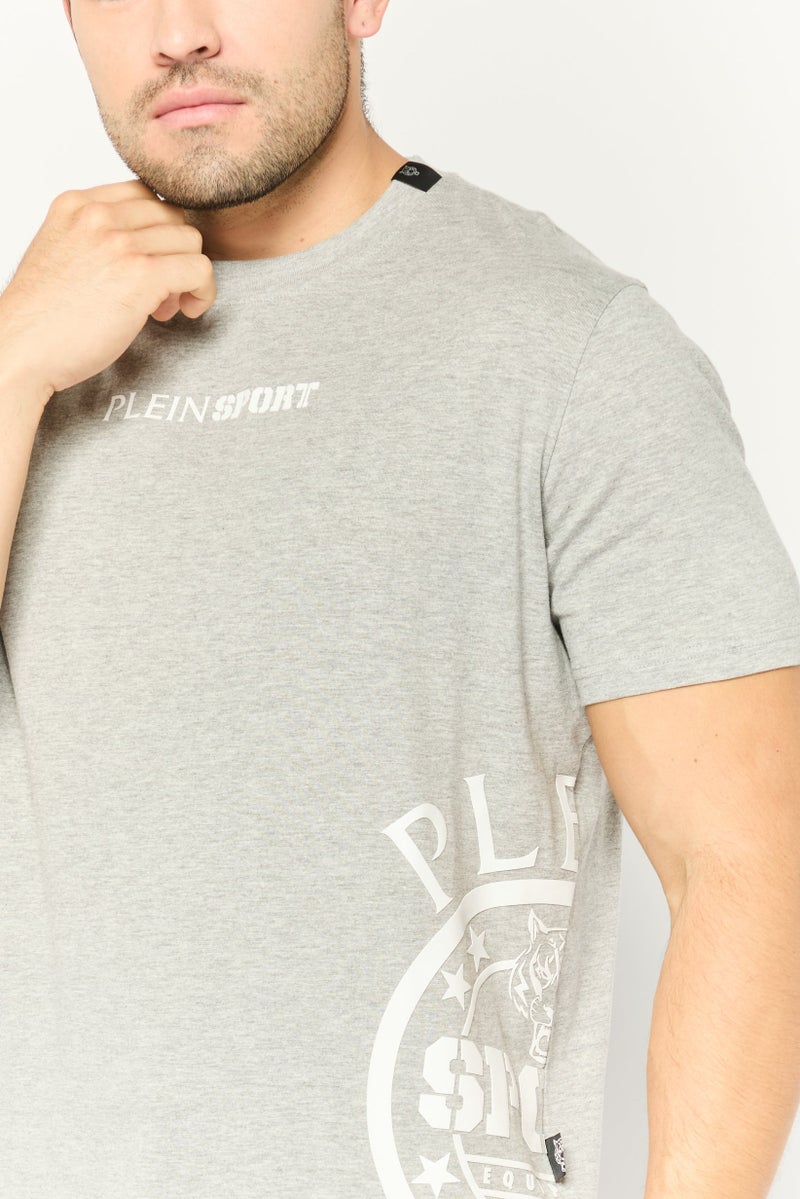 PHILIPP PLEIN Plein Sport Men Sportswear Fit Short Sleeves Outdoor T-Shirt, Grey - Image 3