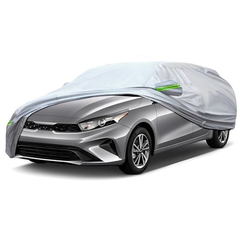 QUYDDC Full Car Cover Universal 6 Layers Outdoor Thicked All Weather Cover, Sunshield, Waterproof, Snow Proof, UV Proof, Scratch Proof, Bird Droppings, 6 Reflective Strips, Fits Sedans up 178"-189" - Image 1