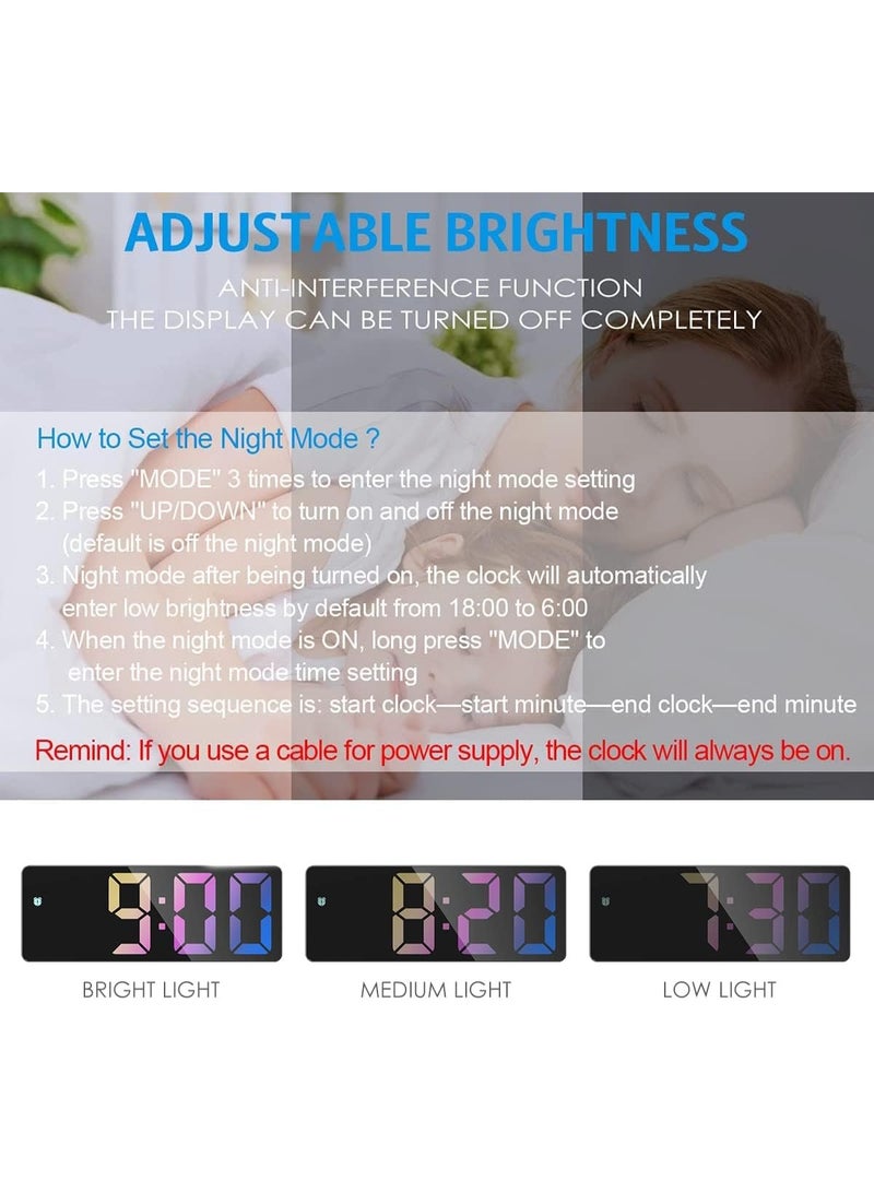 كيمايا ساعة منبه رقمية، ساعة LED بألوان قوس قزح لغرفة النوم، ساعة مكتب عصرية مع عرض درجة الحرارة، سطوع قابل للتعديل، تحكم صوتي، ساعة صغيرة بعرض 12/24 ساعة للمنزل وغرفة النوم والمكتب - Image 5