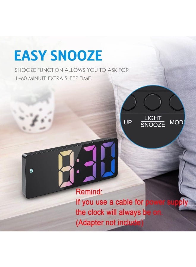 كيمايا ساعة منبه رقمية، ساعة LED بألوان قوس قزح لغرفة النوم، ساعة مكتب عصرية مع عرض درجة الحرارة، سطوع قابل للتعديل، تحكم صوتي، ساعة صغيرة بعرض 12/24 ساعة للمنزل وغرفة النوم والمكتب - Image 4