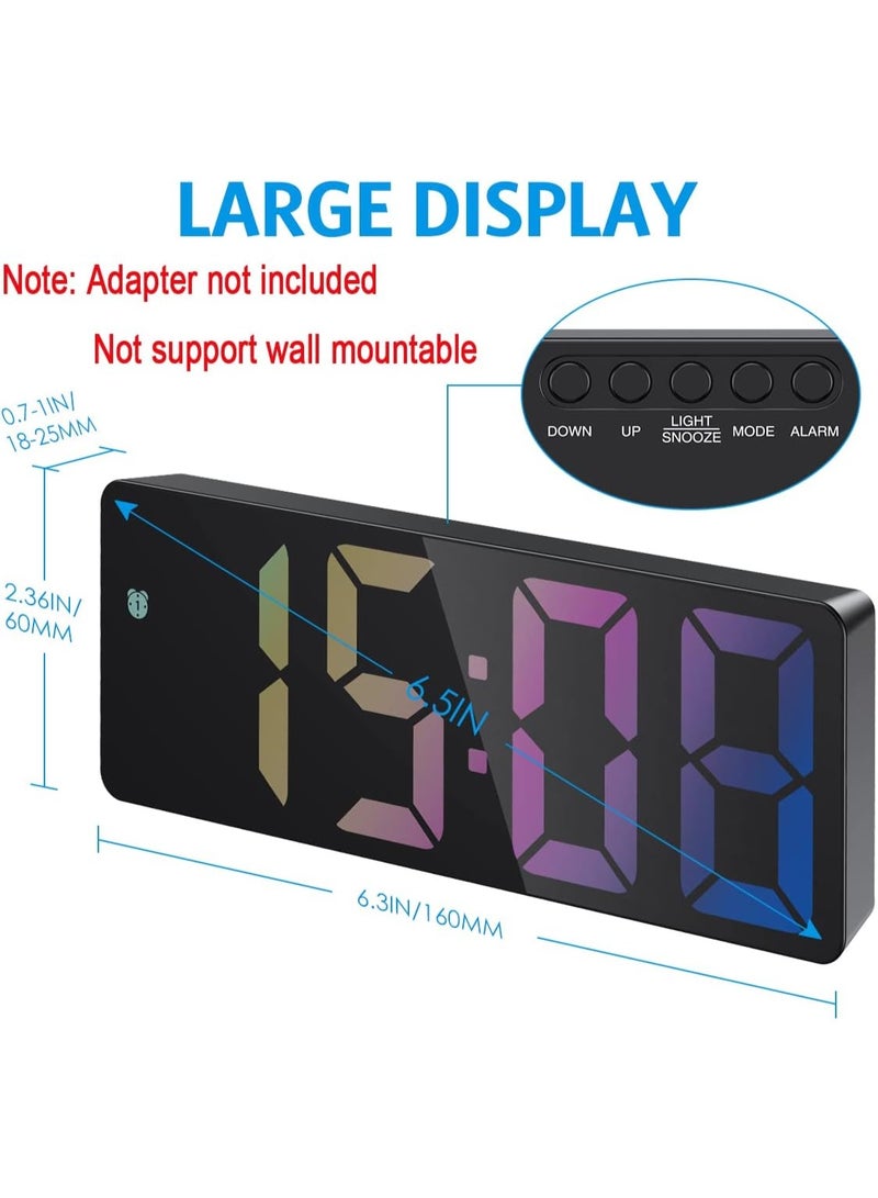 كيمايا ساعة منبه رقمية، ساعة LED بألوان قوس قزح لغرفة النوم، ساعة مكتب عصرية مع عرض درجة الحرارة، سطوع قابل للتعديل، تحكم صوتي، ساعة صغيرة بعرض 12/24 ساعة للمنزل وغرفة النوم والمكتب - Image 3