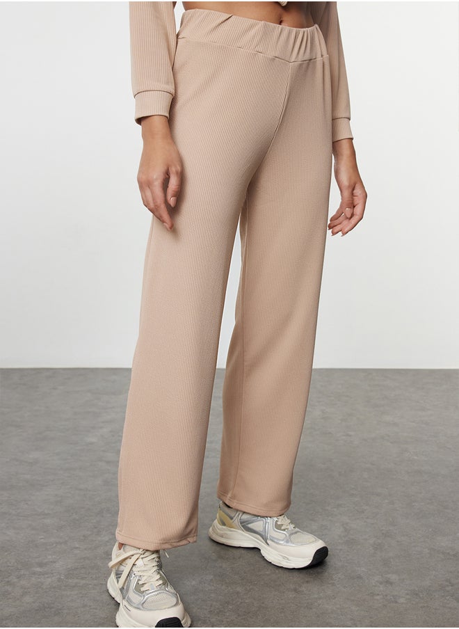 trendyol Beige Relaxed/Comfortable Cut Brushed Flexible Knitted Bottom-Top Set TWOAW25AU00103  - Image 4