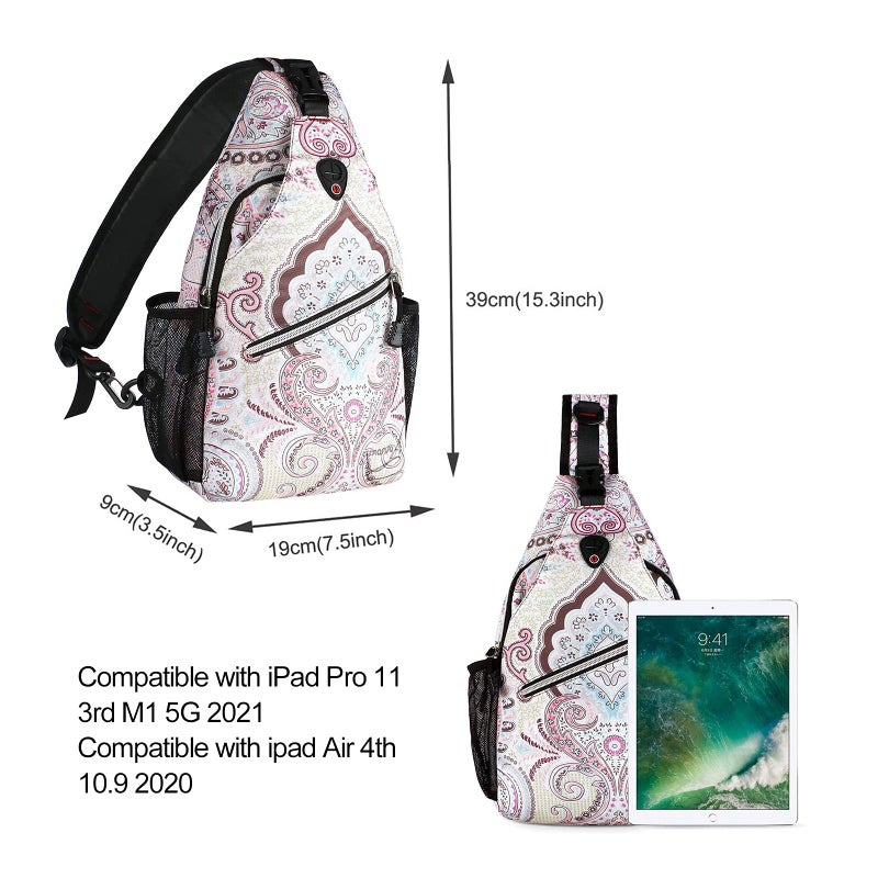 MOSISO Sling Backpack,Travel Hiking Daypack Pattern Rope Crossbody Shoulder Bag, National Style - Image 3