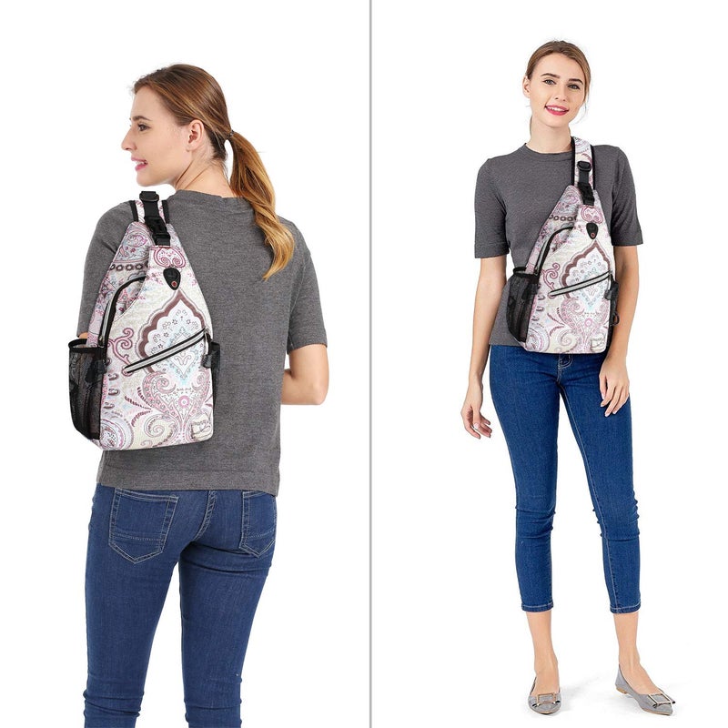 MOSISO Sling Backpack,Travel Hiking Daypack Pattern Rope Crossbody Shoulder Bag, National Style - Image 5