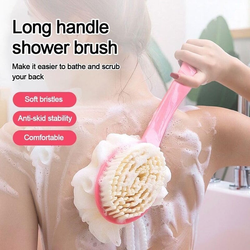 Lumevo Body brush for bathing One 2-in-1 long-handle body brush with double-sided soft bristles for deep cleansing, exfoliation, massage, and loofah back scrubber that is natural and environmentally friendly - Image 5