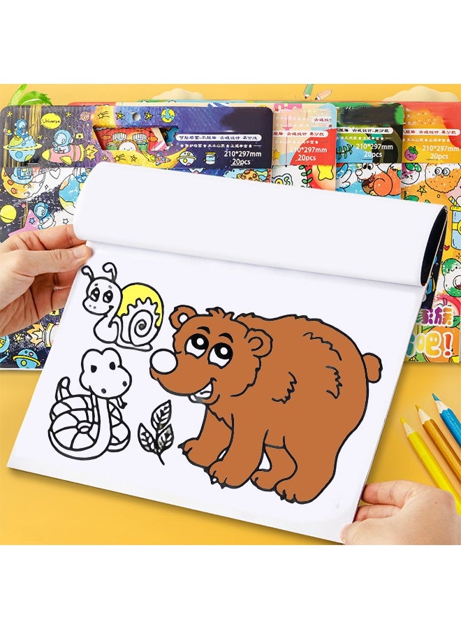 سويت لايف كتاب رسومات للأطفال، 20 صفحة للتلوين والرسم، قابل للتحريك وإعادة الاستخدام، قابل لللصق على الحائط، ورق سميك لملء الفراغات الفنية؛ مثالي للمدرسة والطلاب والقرطاسية ولوازم التعلم - Image 1