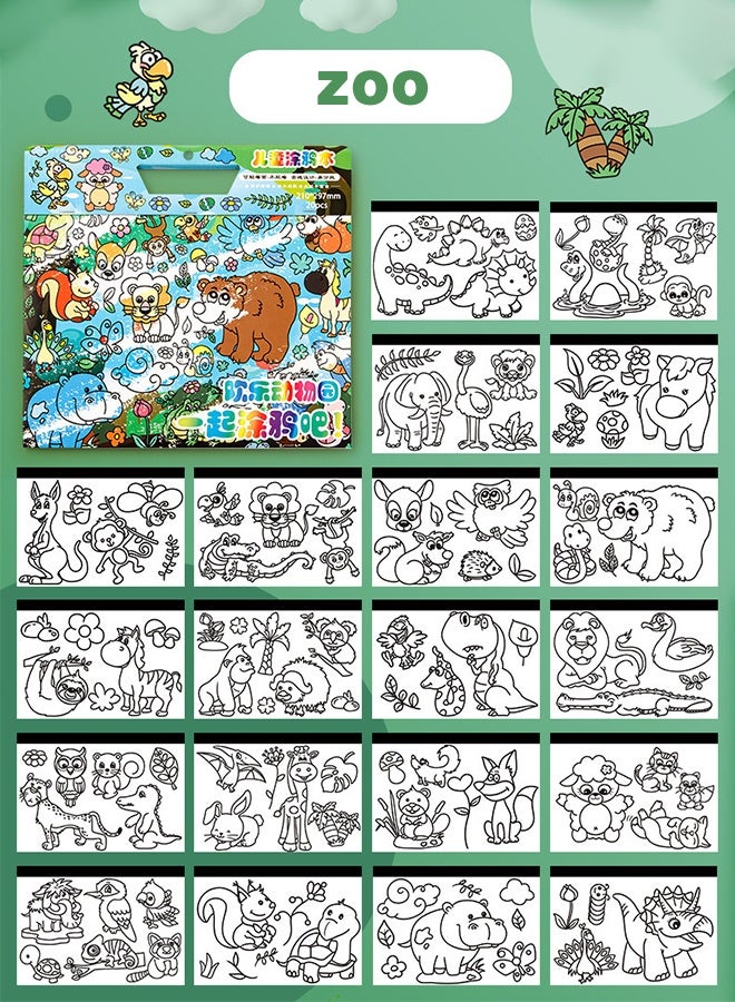 سويت لايف كتاب رسومات للأطفال، 20 صفحة للتلوين والرسم، قابل للتحريك وإعادة الاستخدام، قابل لللصق على الحائط، ورق سميك لملء الفراغات الفنية؛ مثالي للمدرسة والطلاب والقرطاسية ولوازم التعلم - Image 4