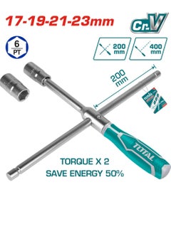 TOTAL Total Rapid Cross Wrench - 16" Heavy-Duty Tool with 4 Sockets (17mm, 19mm, 21mm, 23mm) for Enhanced Leverage and Torque - Includes Durable Leather Bag  - Image 1