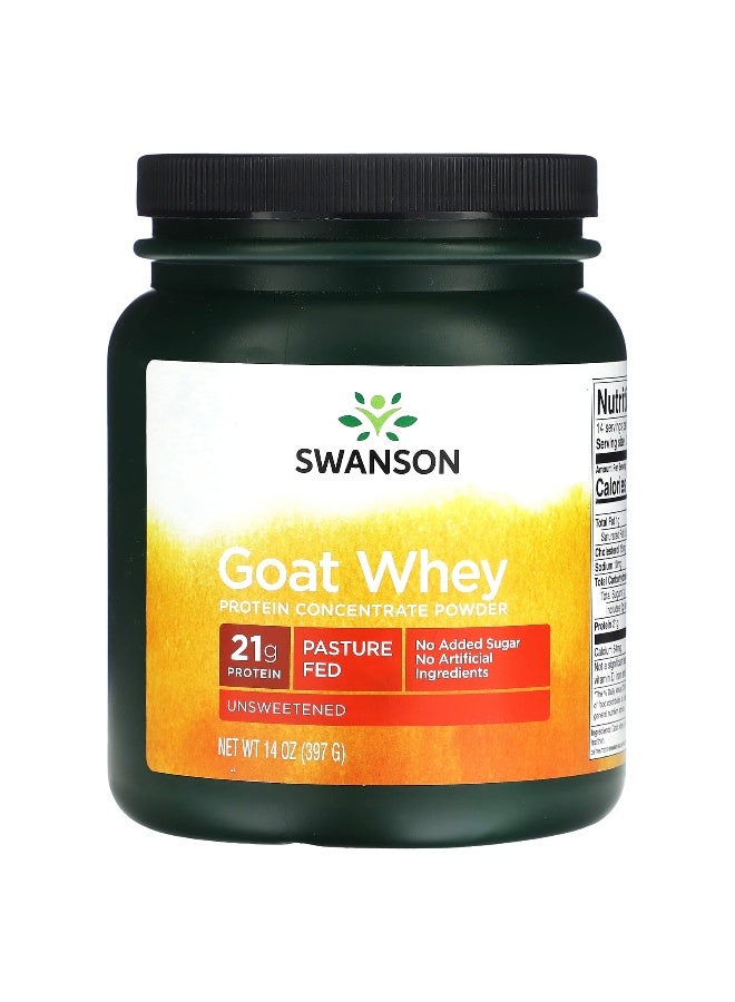 Swanson, Goat Whey Protein Concentrate Powder, Unsweetened, 14 oz (397 g) - Image 1