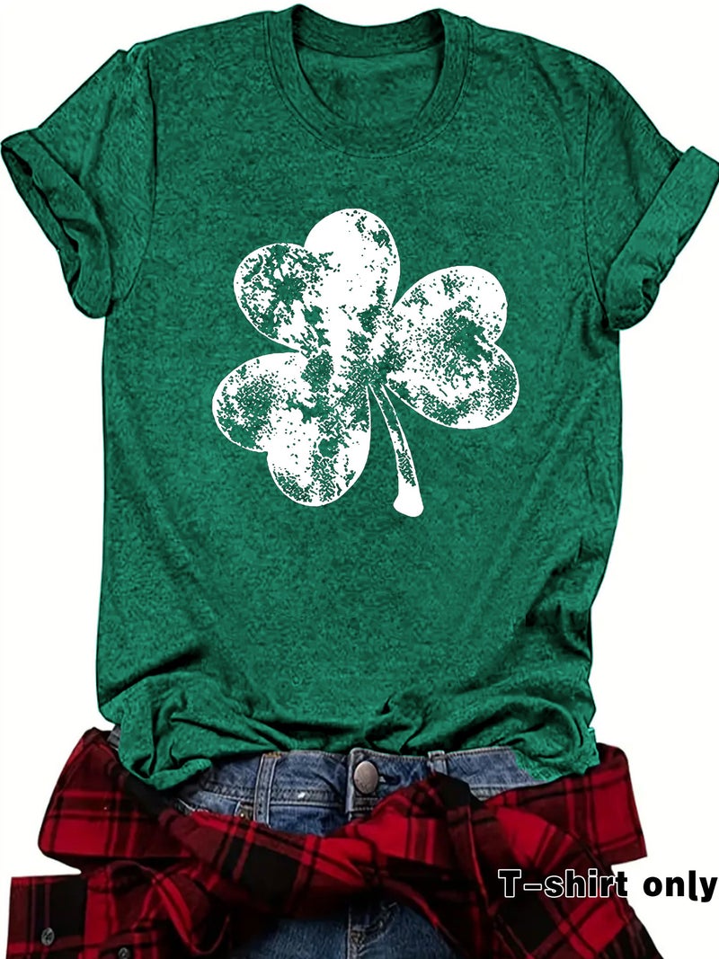 Independent Site St. Patrick'S Element Printed Round Neck Loose Short-Sleeved Large Size T-Shirt - Image 1
